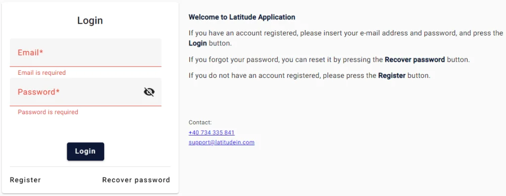 Latitude App login page