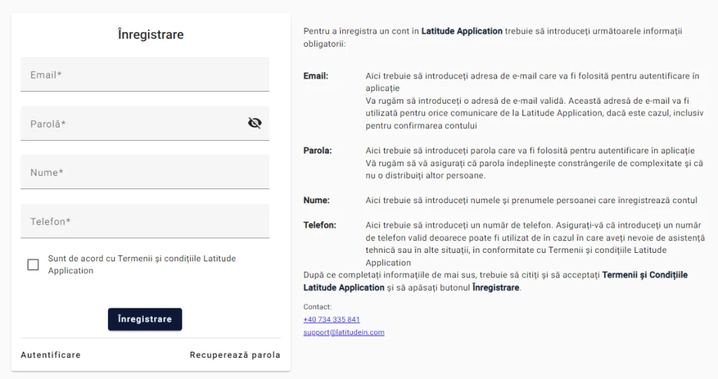 Înregistrare Latitude App