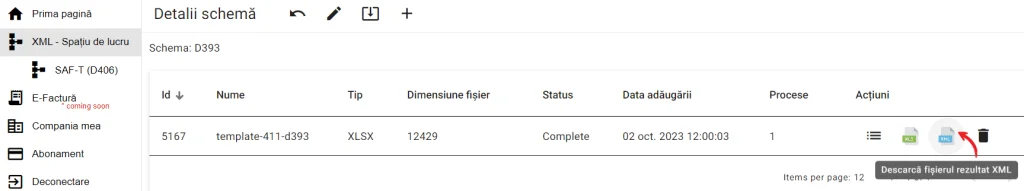 Rezultatele procesării fișierului XML