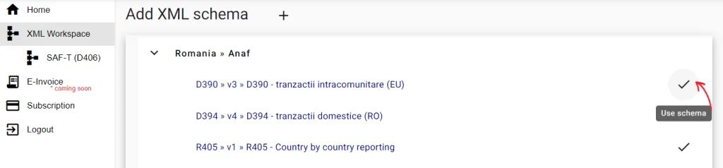 Schema Library with available schemas