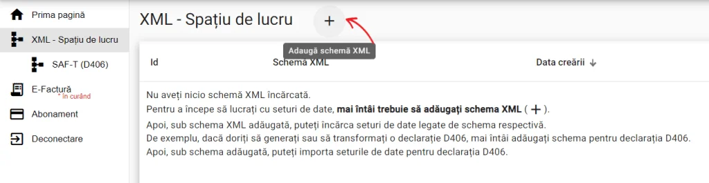 XML Spațiu de lucru fără scheme încărcate